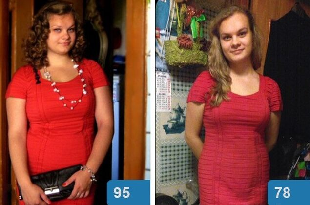 Mädchen vor und nach dem Abnehmen in 4 Wochen mit der Maggi-Diät